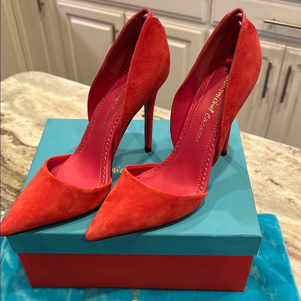 Jean-Michel Cazabat "Ella" D'Orsay Pumps - Coral - size 38 (7 1/2) - NIB - Picture 6 of 9